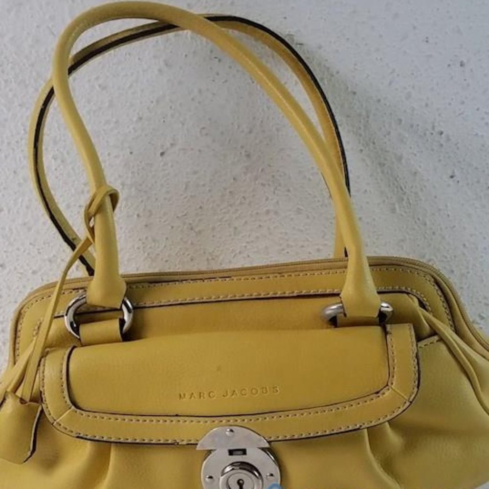 Marc Jacobs Yellow Satchel Bag Purse Italian Leather Shoulder